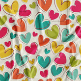 Multi Colour Love Heart Printed Fabric For Garment Manufacturer
